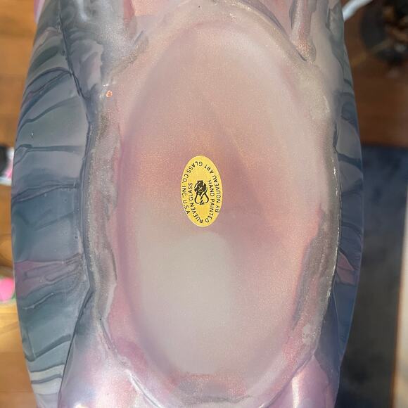 Vintage Rueven Nouveau Art Hand-Painted Glass Vase – Abstract Floral Satin Glass - Picture 9 of 12